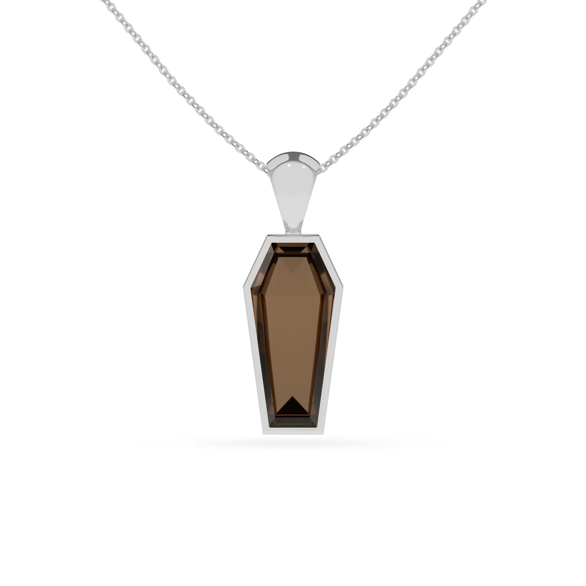 natural smoky-quartz coffin shape pendant necklace