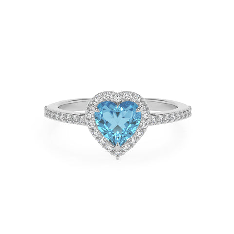 natural swiss blue topaz heart half eterity halo solitaire engagement ring