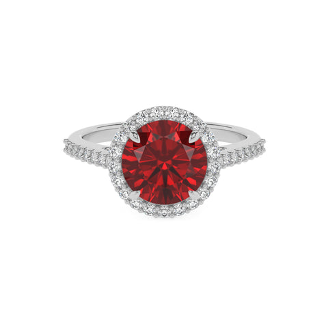 lab-grown ruby round half eterity halo solitaire engagement ring