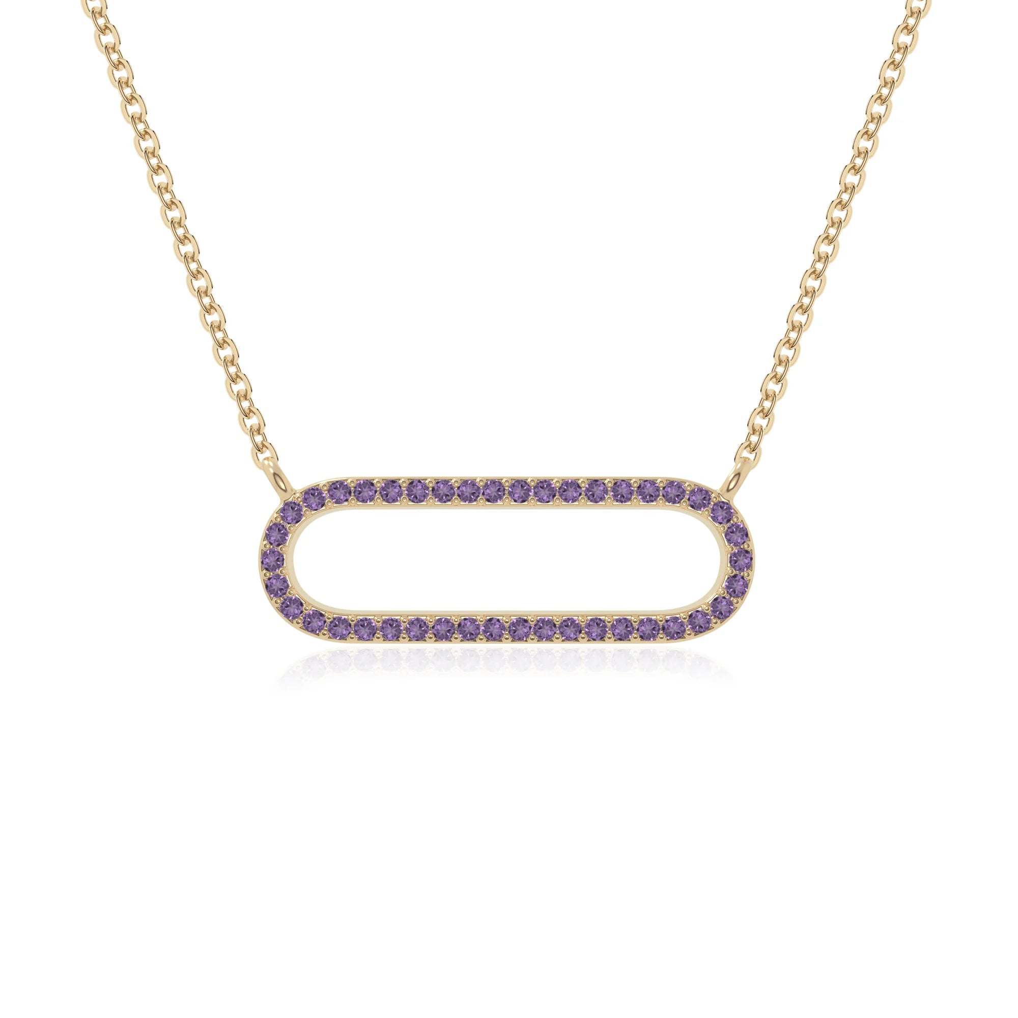 natural amethyst oval paperclip necklaces in yellow gold vermeil 