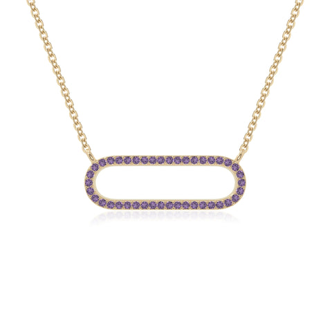natural amethyst oval paperclip necklaces in yellow gold vermeil 