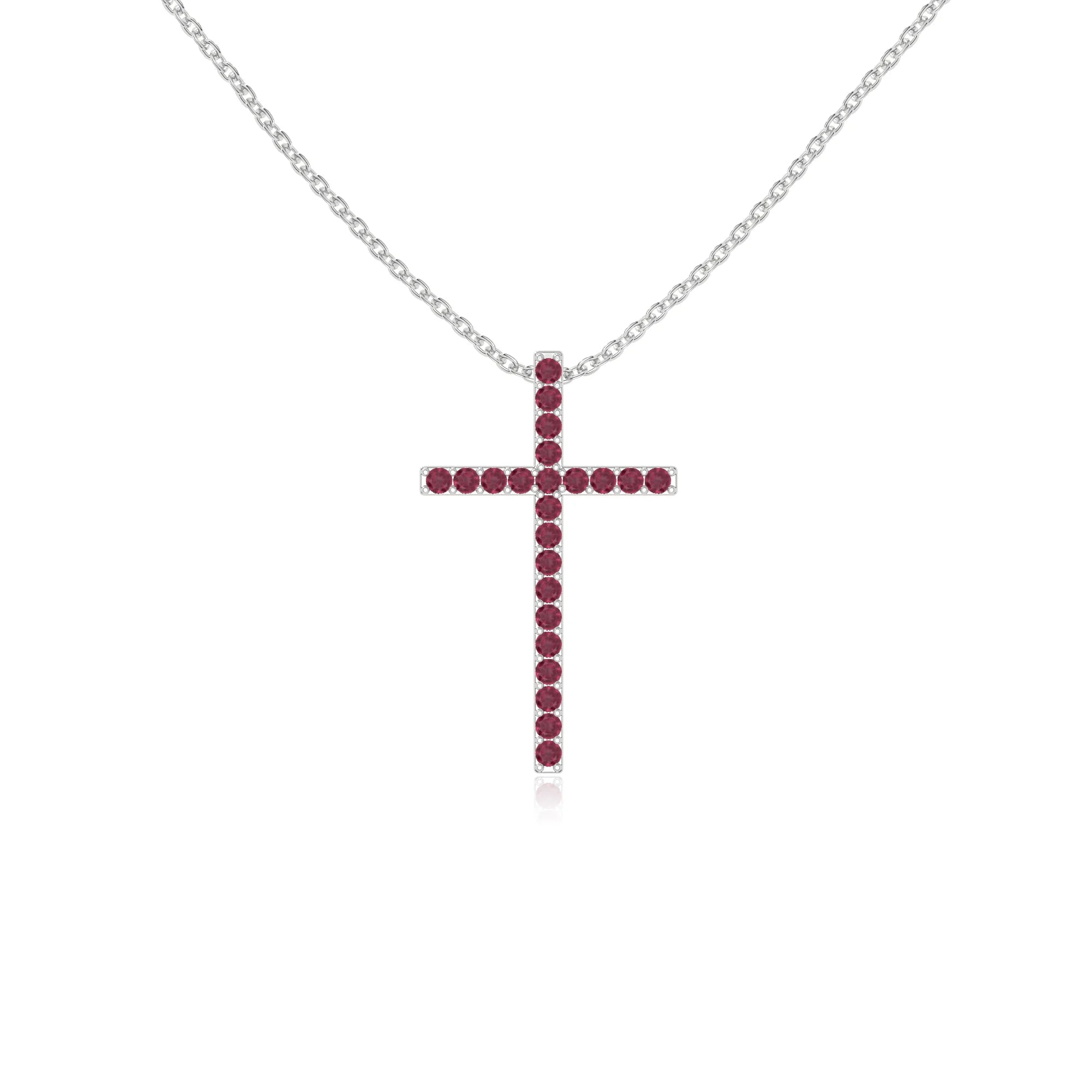 natural ruby cross necklaces in sterling silver 