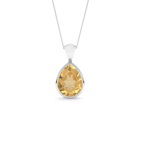 natural citrine pear shape pendant necklace