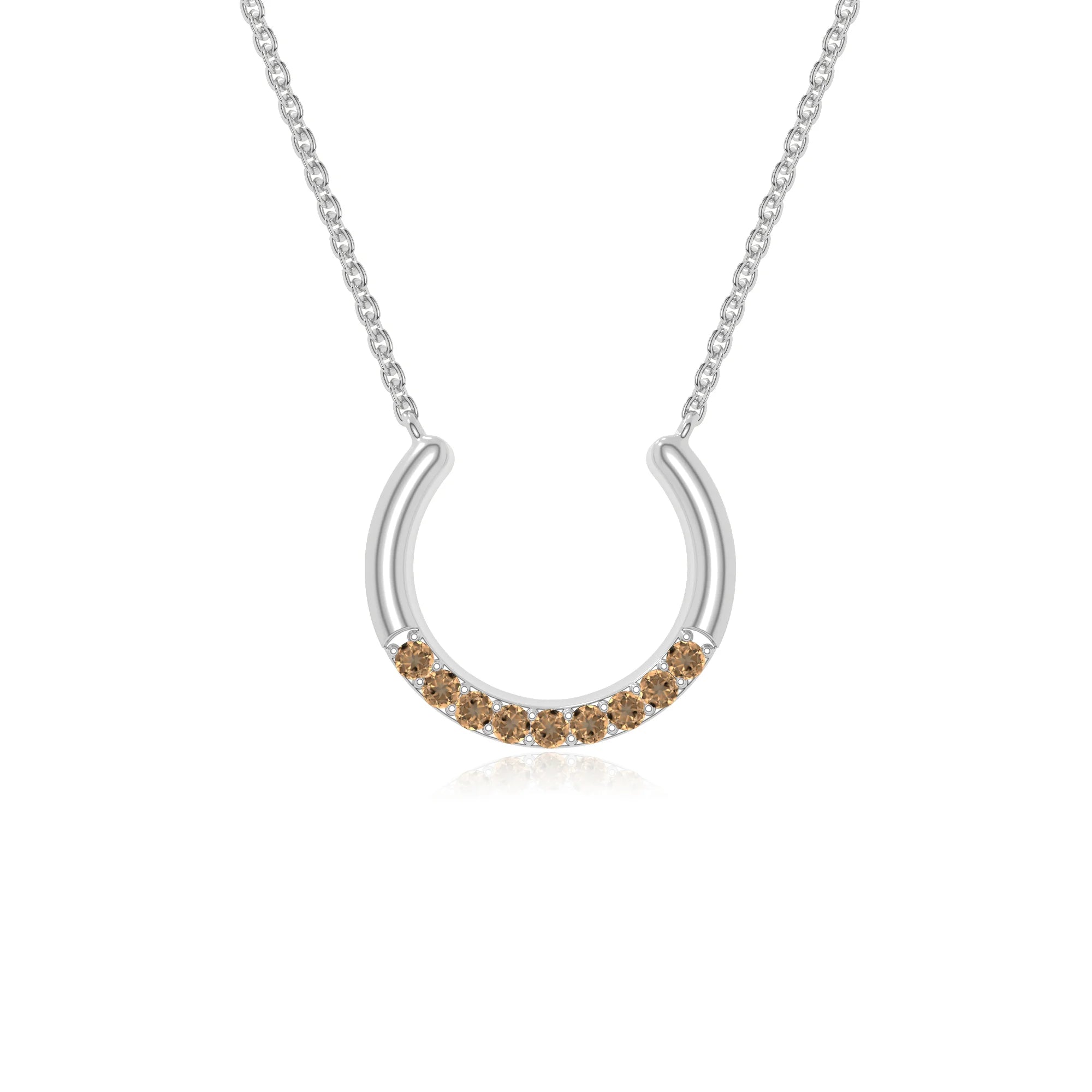natural citrine horse shoe necklaces in sterling silver 