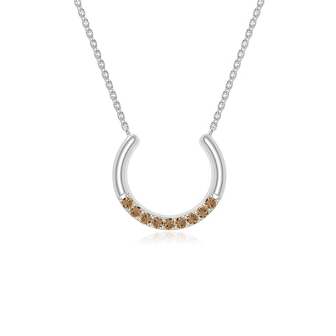 natural citrine horse shoe necklaces in sterling silver 