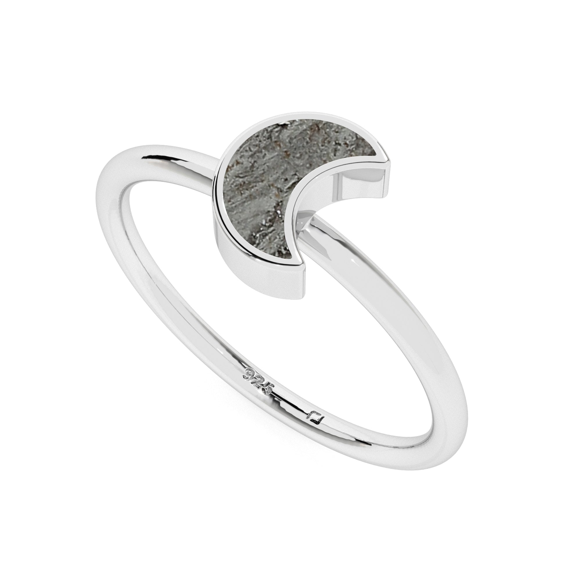 meteorite moon shape stackable bezel-set ring