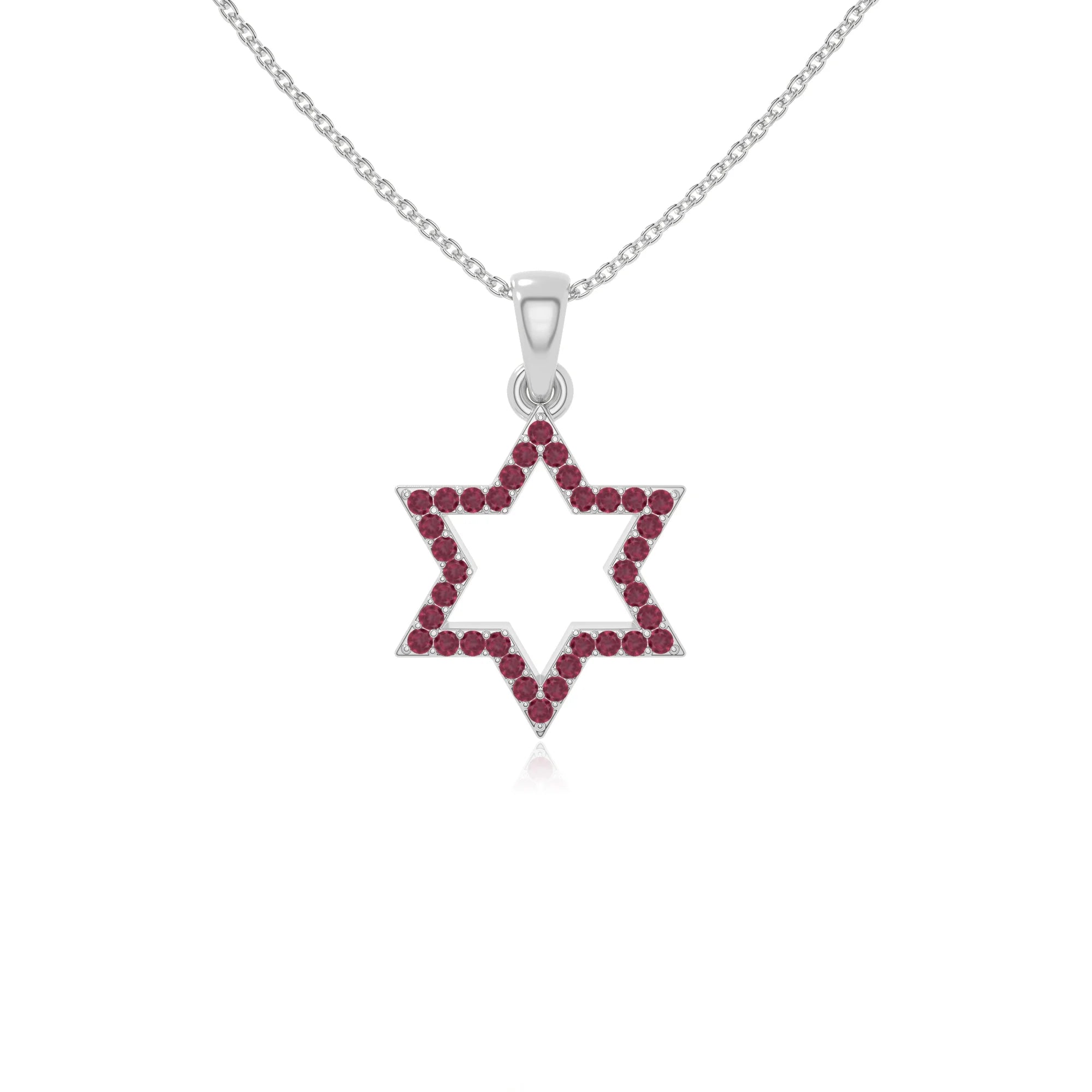 natural ruby star of david necklaces in sterling silver 