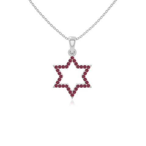 natural ruby star of david necklaces in sterling silver 