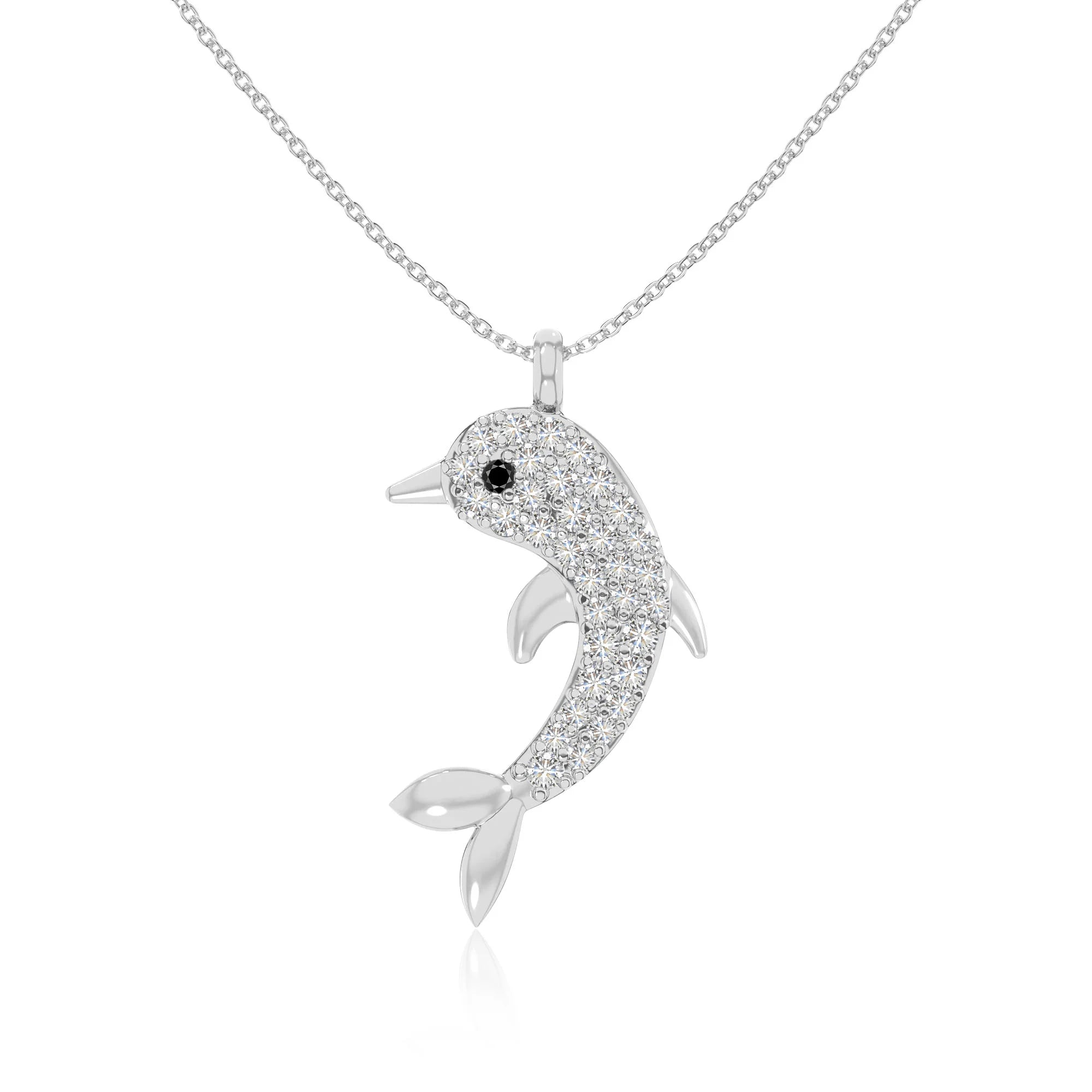 natural black-onyx dolphin necklaces in sterling silver 
