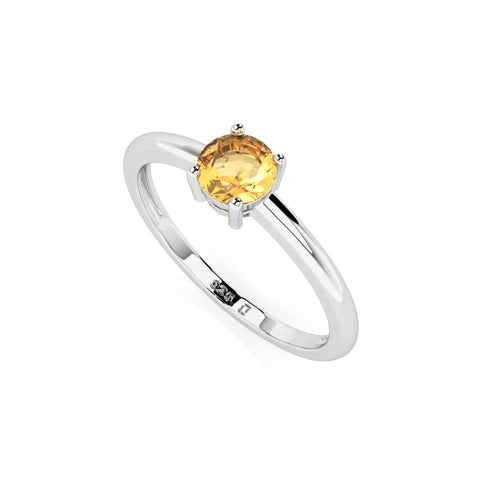 citrine round cut stackable prong-set ring