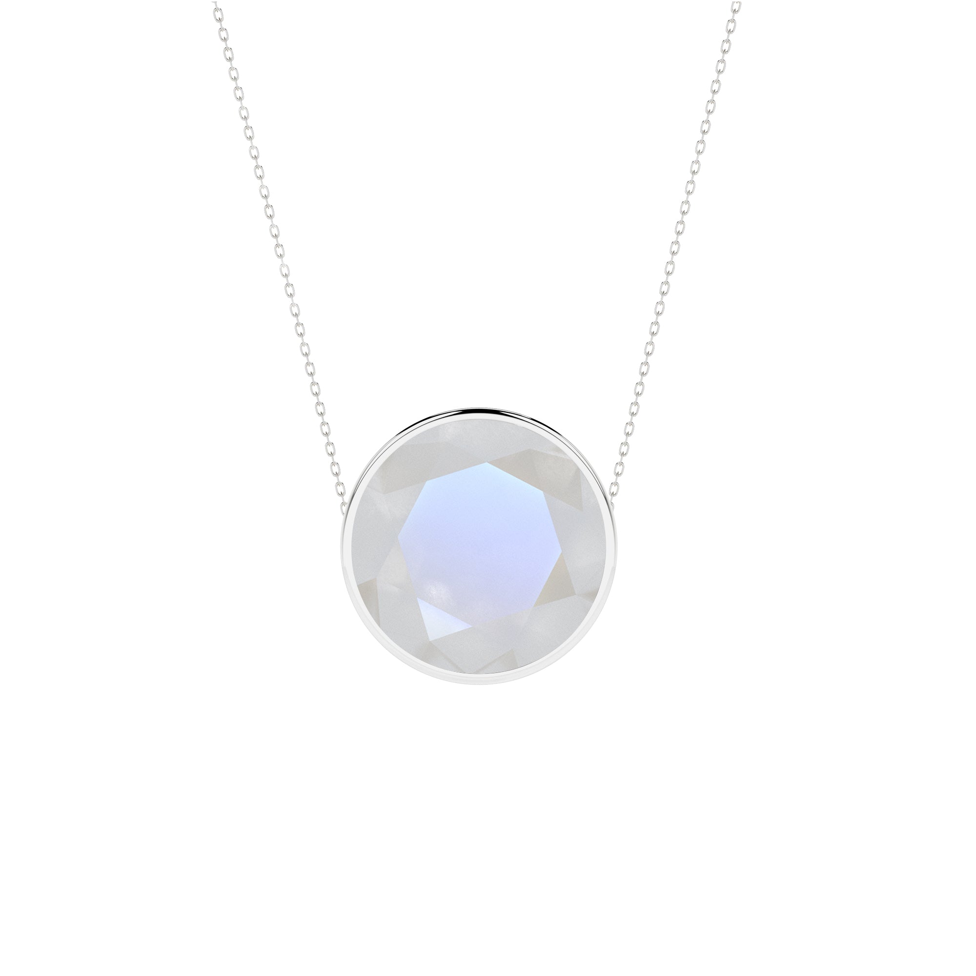 natural rainbow-moonstone round shape pendant necklace