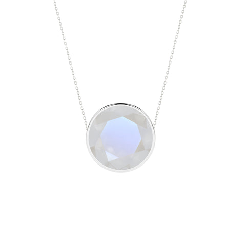 natural rainbow-moonstone round shape pendant necklace