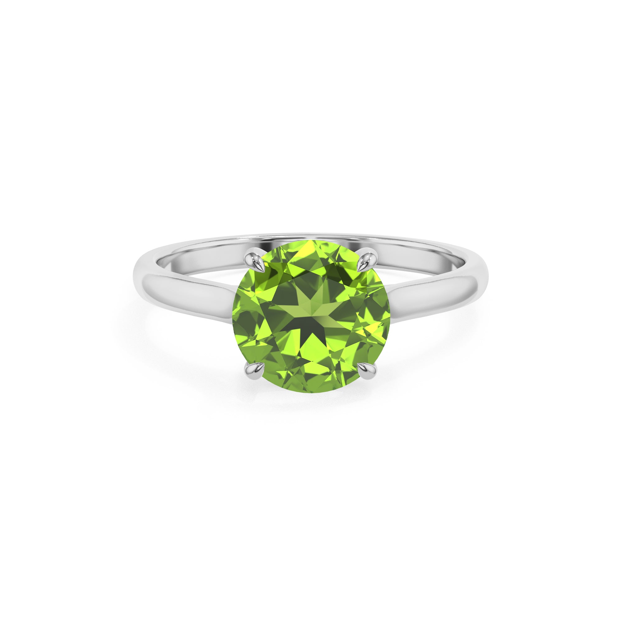 natural peridot round solitaire engagement ring