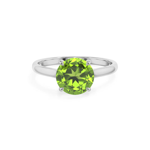 natural peridot round solitaire engagement ring