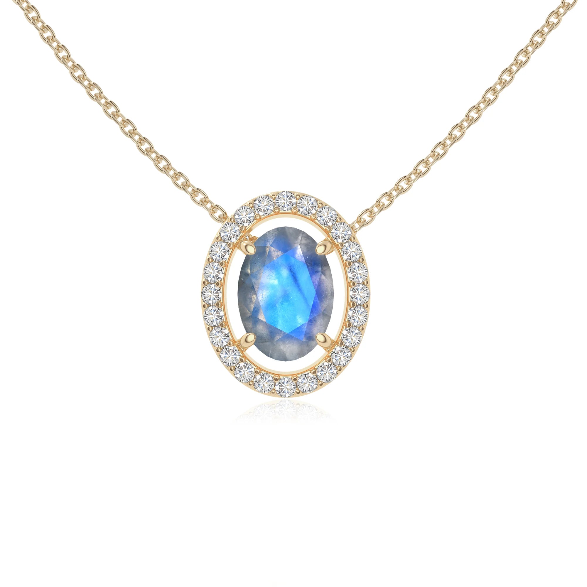 natural labradorite solitaire halo necklaces in yellow gold vermeil 