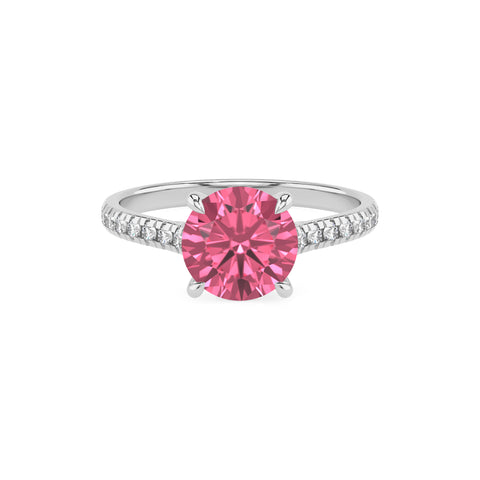 lab-grown pink-tourmaline round half eterity solitaire engagement ring