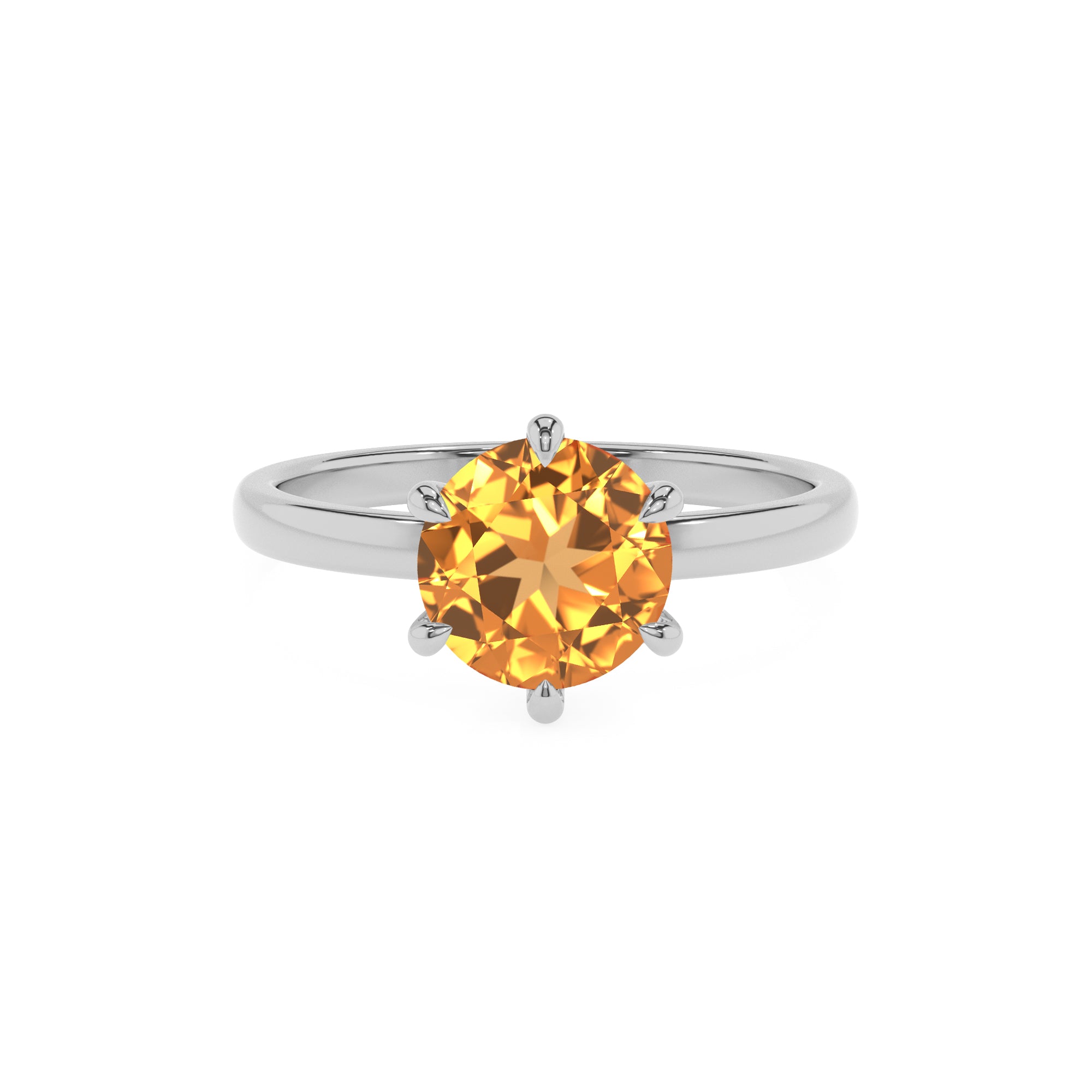 lab-grown citrine round solitaire engagement ring