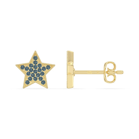 natural london-blue-topaz star stud earrings in yellow gold vermeil 