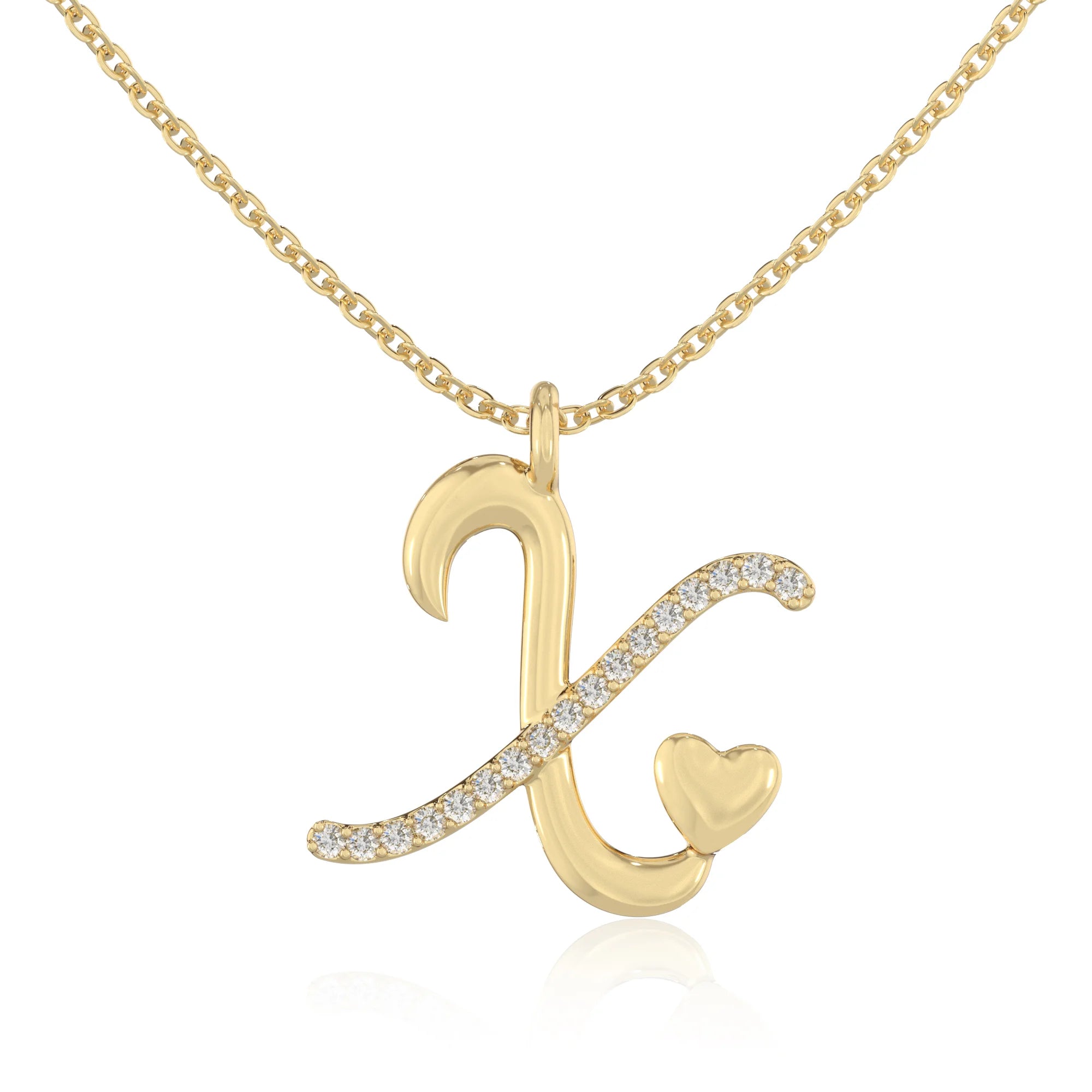 moissanite Initials necklaces in yellow gold vermeil 