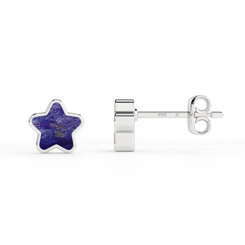 natural lapis lazuli star shape stud earrings