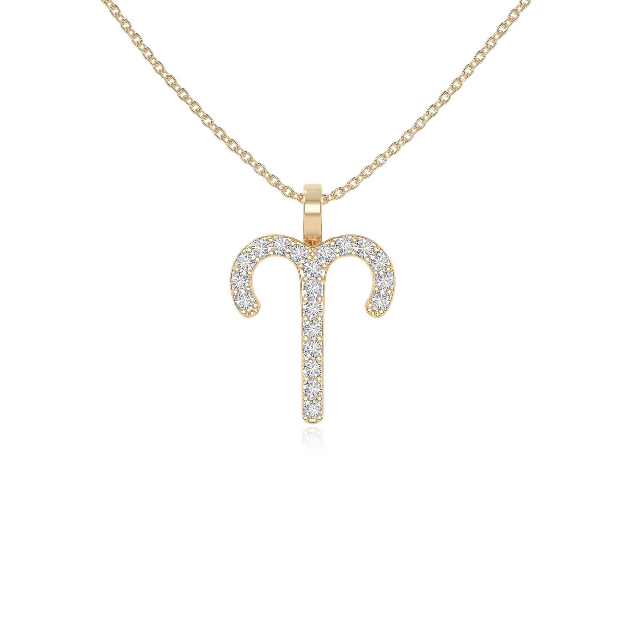 moissanite aries zodiac sign necklaces in yellow gold vermeil 