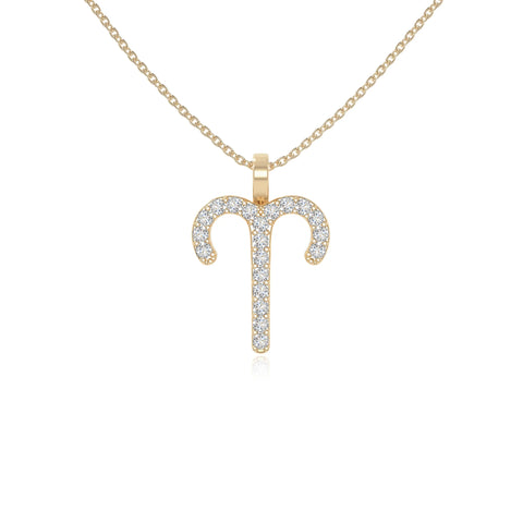 moissanite aries zodiac sign necklaces in yellow gold vermeil 