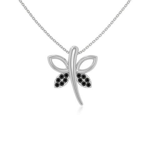 natural black onyx dragonfly necklaces in sterling silver 