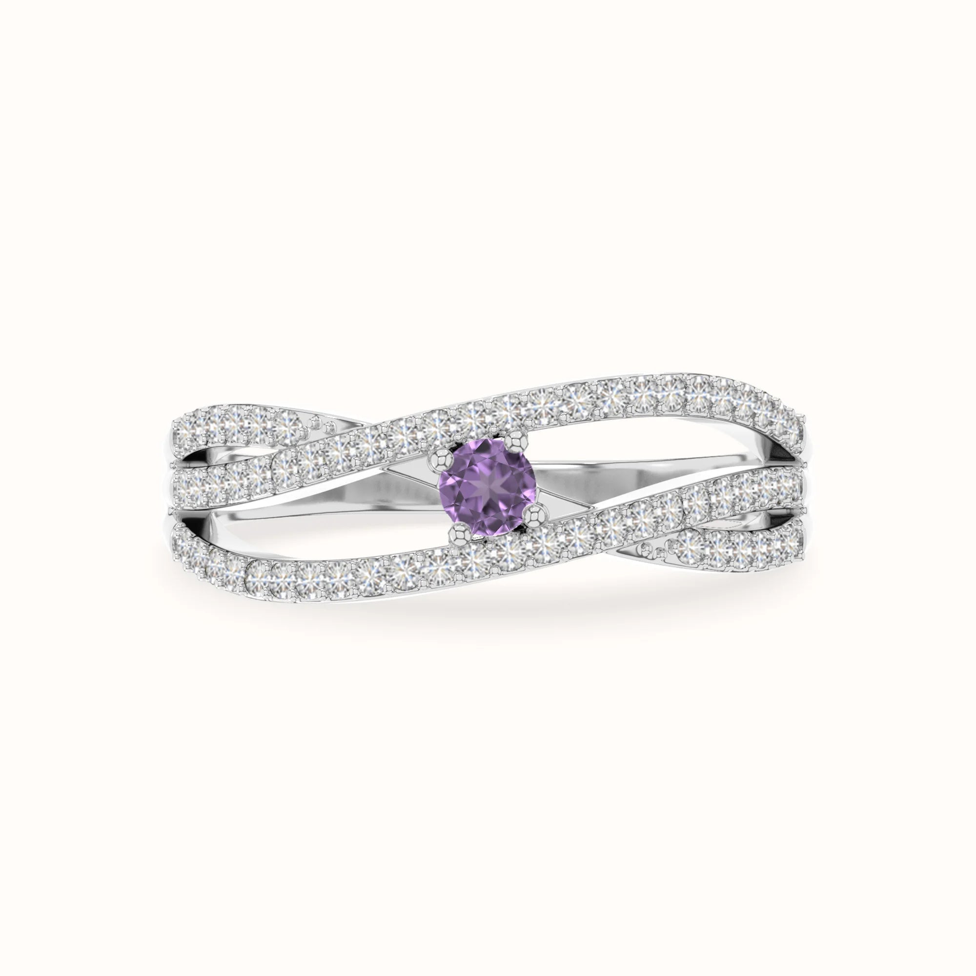natural amethyst promise rings in sterling silver 