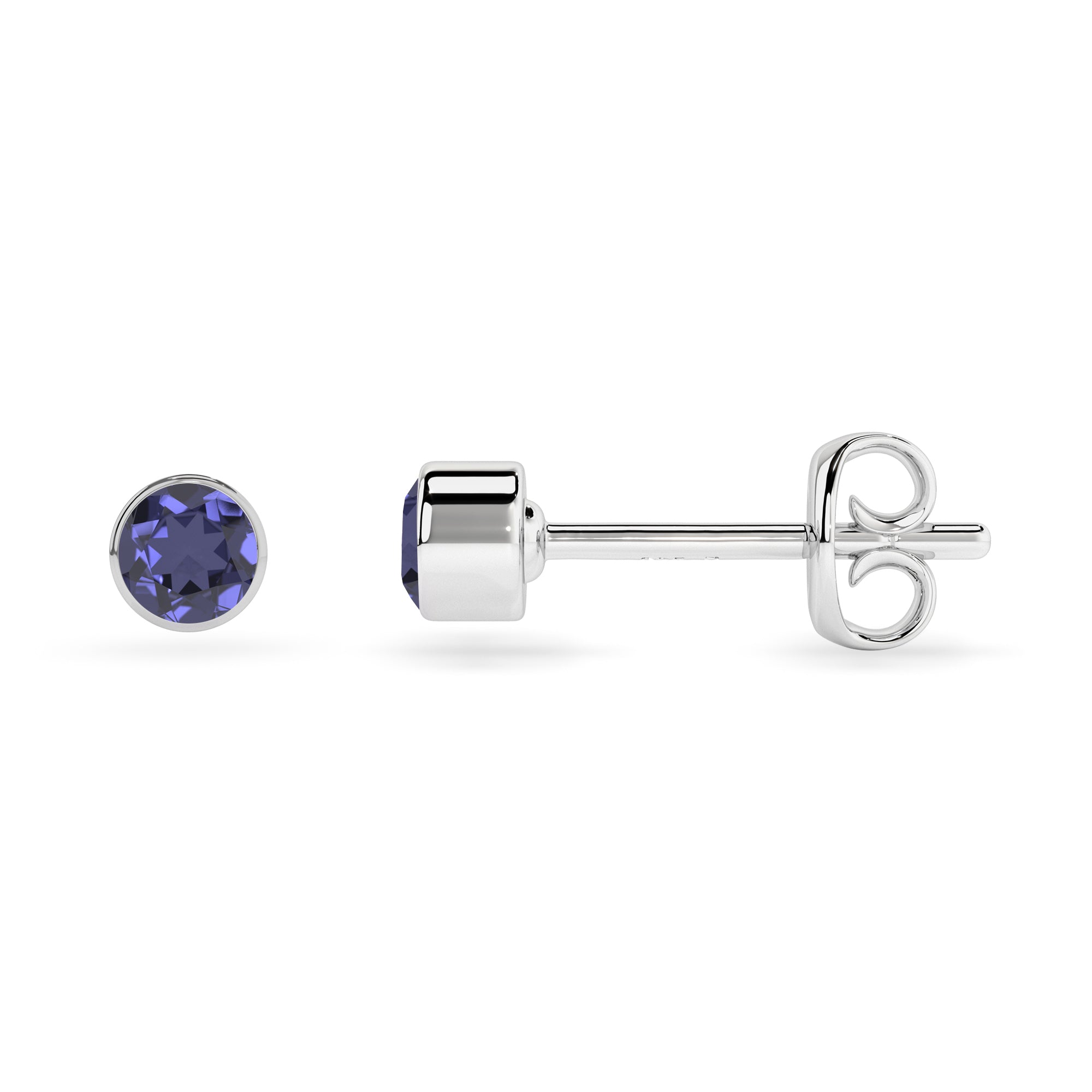 natural iolite round shape stud earrings