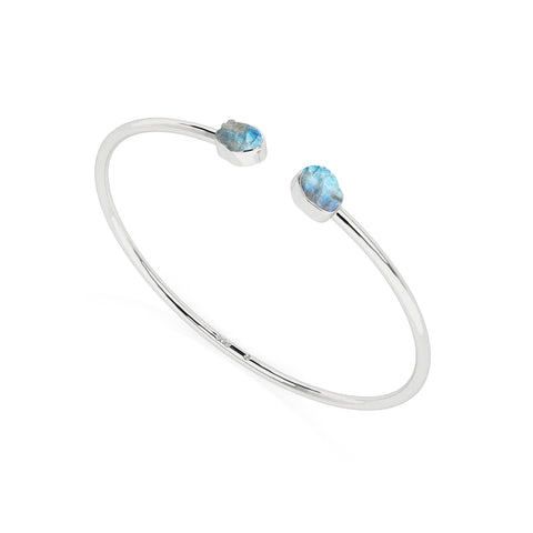 natural rainbow-moonstone rough shape twister bracelet