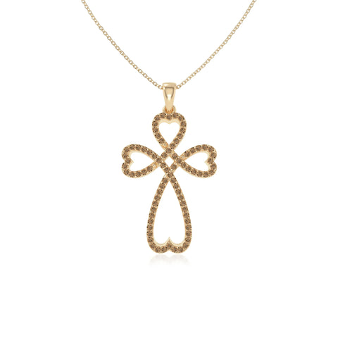 natural citrine infinity cross necklaces in yellow gold vermeil 