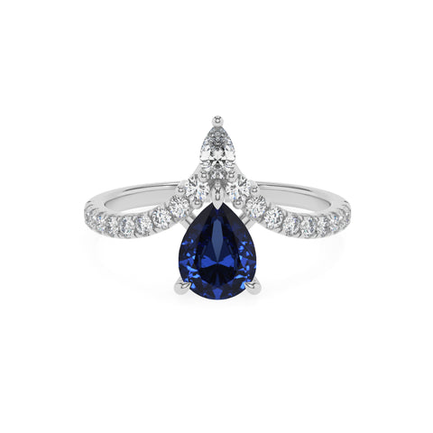 lab-grown blue-sapphire pear solitaire engagement ring