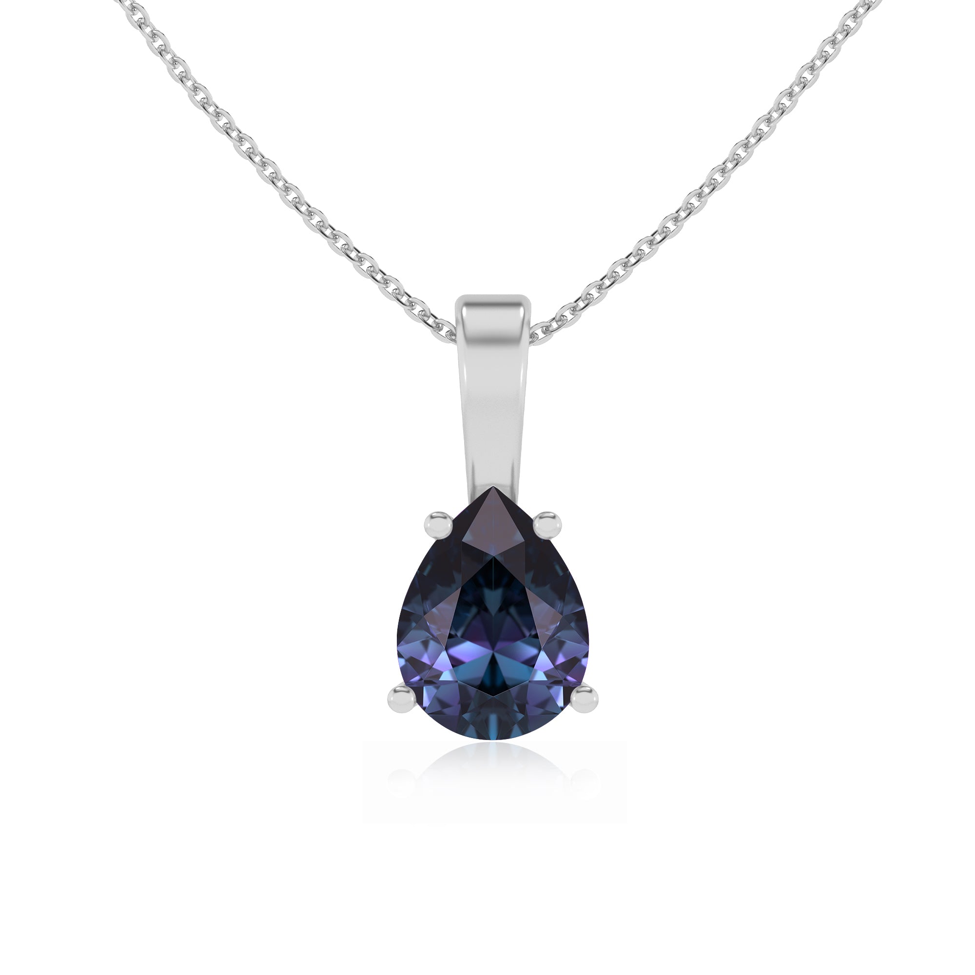 lab grown alexandrite pear shape solitaire pendant necklace