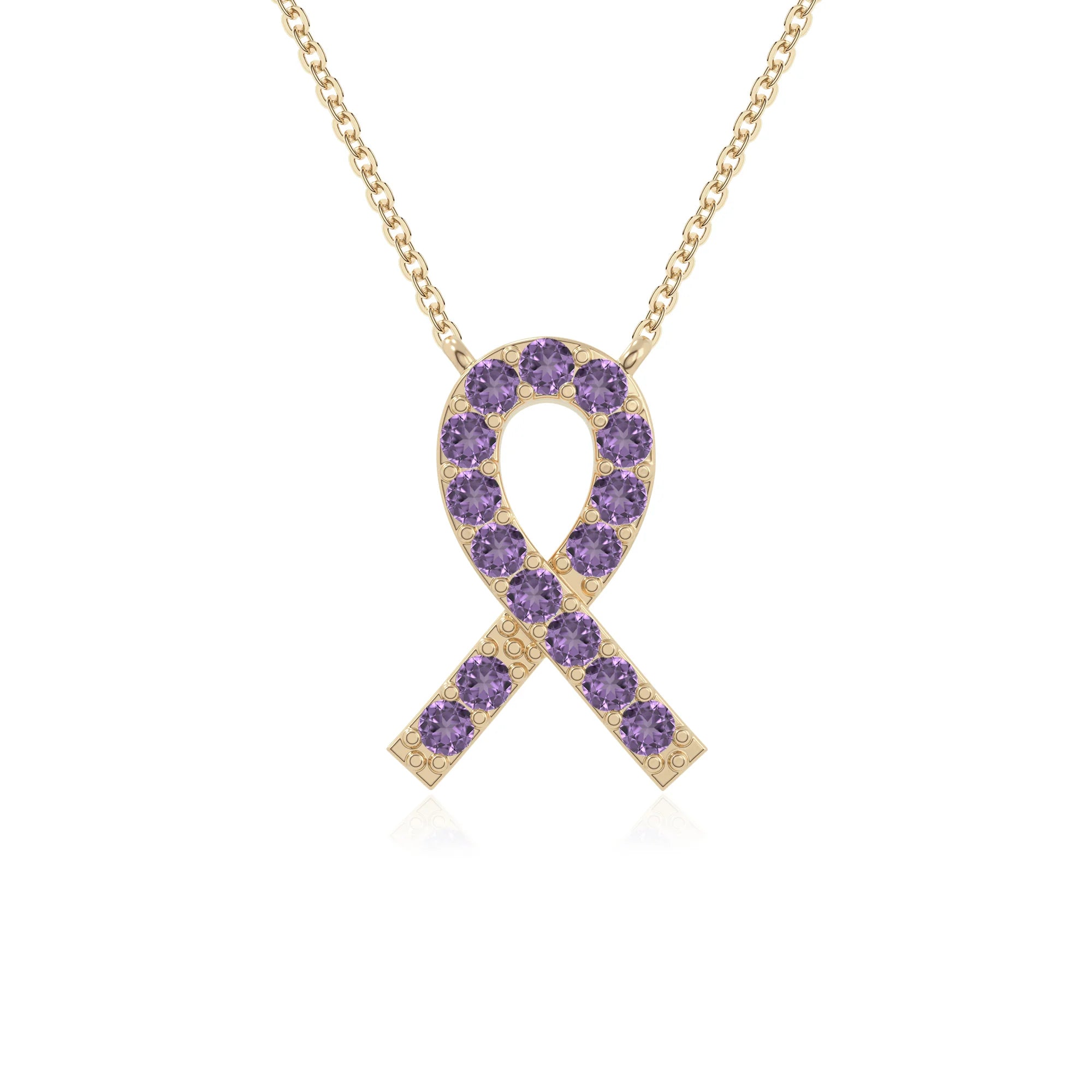 natural amethyst cancer ribbon necklaces in yellow gold vermeil 