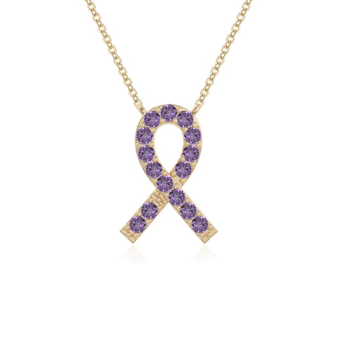 natural amethyst cancer ribbon necklaces in yellow gold vermeil 
