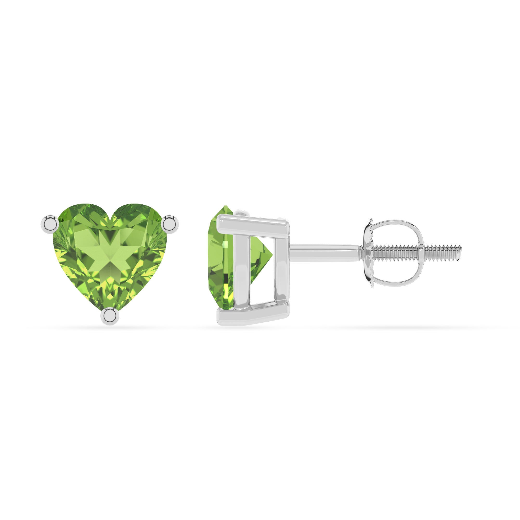 natural peridot heart stud earrings 