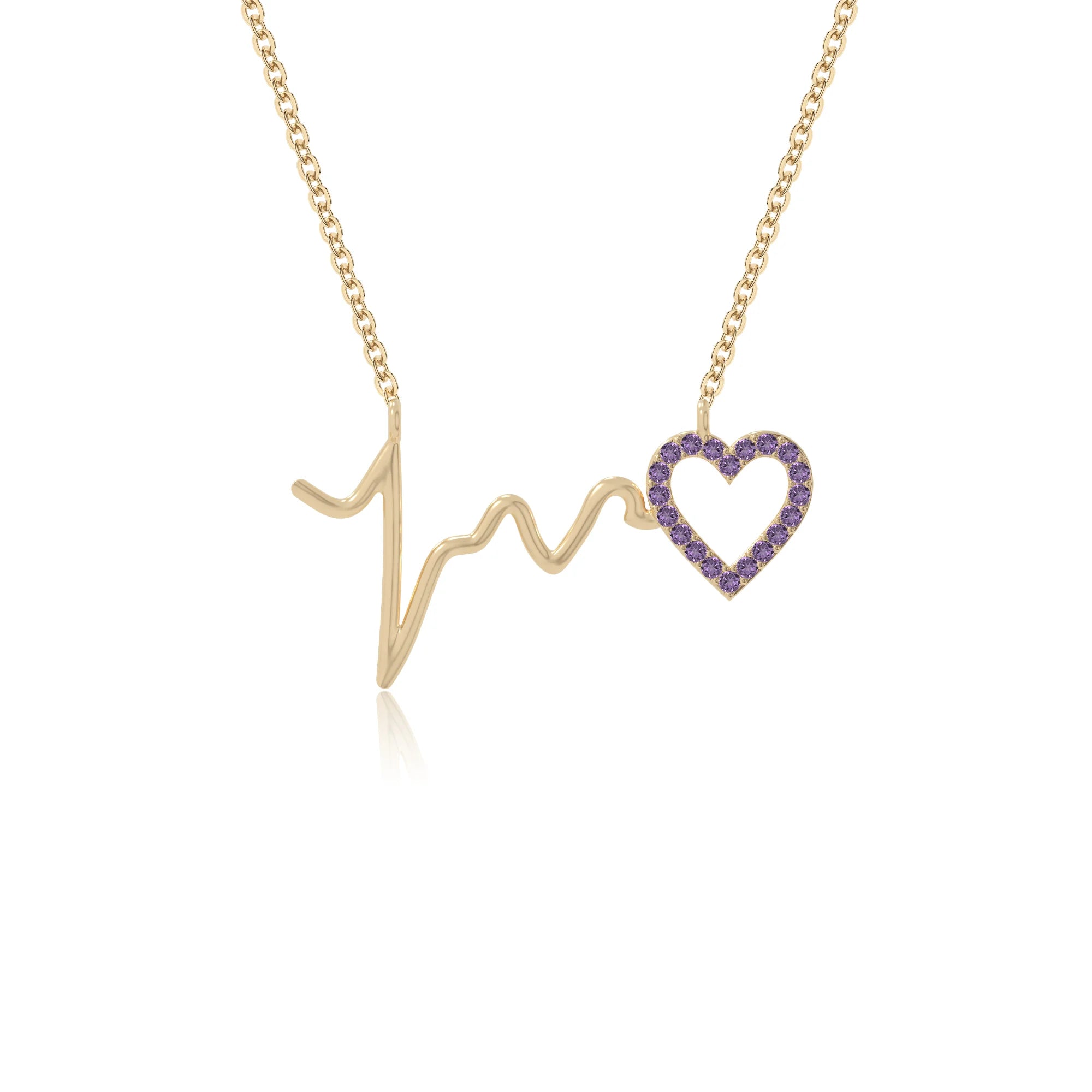 natural amethyst heartbeat necklaces in yellow gold vermeil 