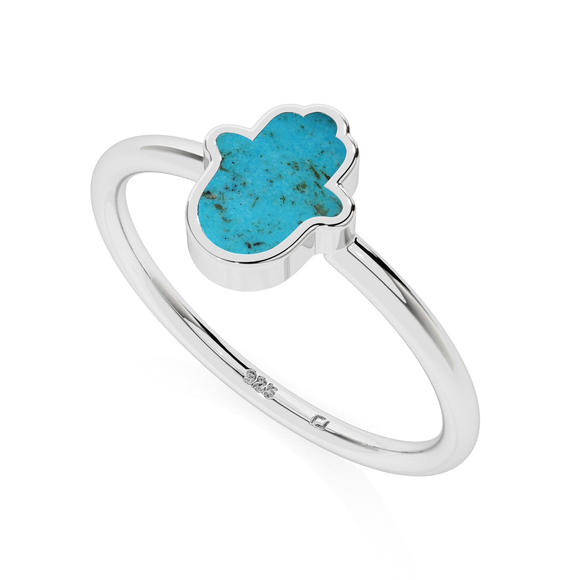 turquoise ahimsa shape stackable bezel-set ring