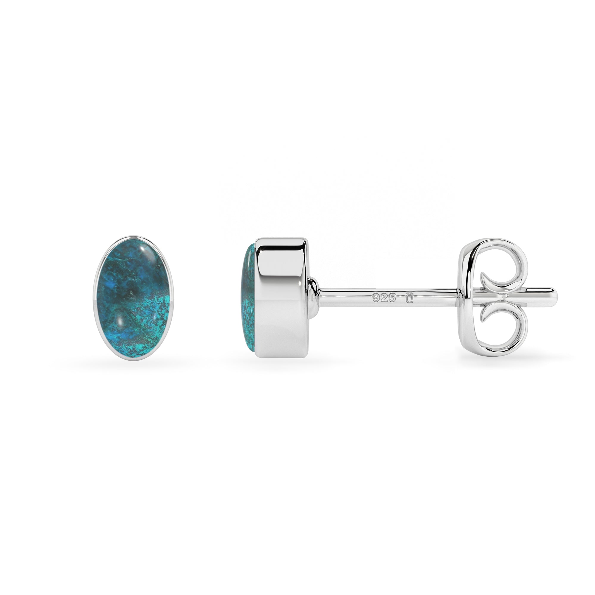 natural shattuckite oval shape stud earrings