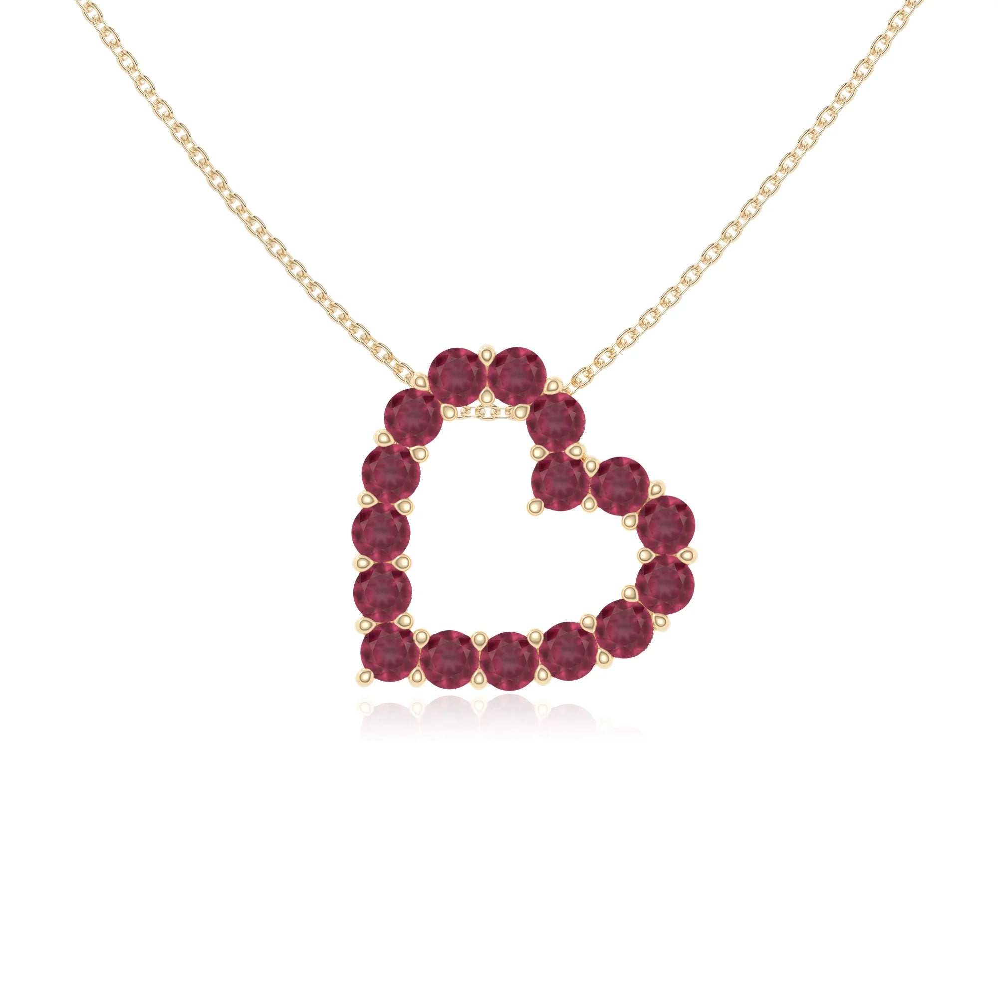 natural ruby heart necklaces in yellow gold vermeil 