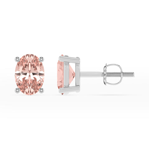 lab grown morganite oval stud earrings 