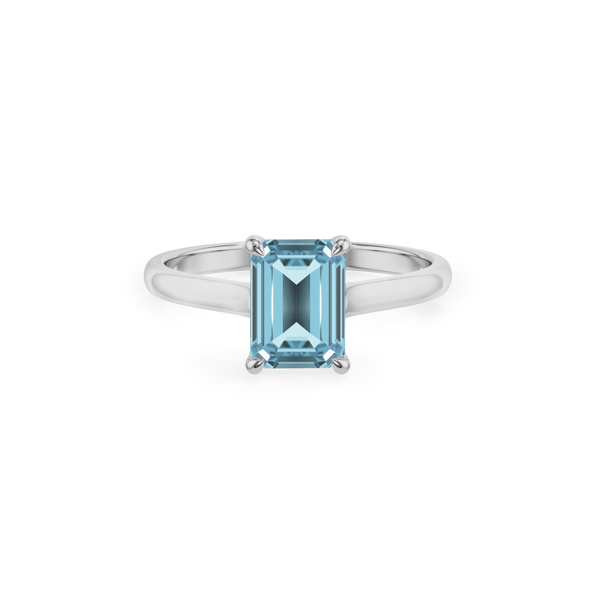 lab grown aquamarine emerald solitaire engagement ring