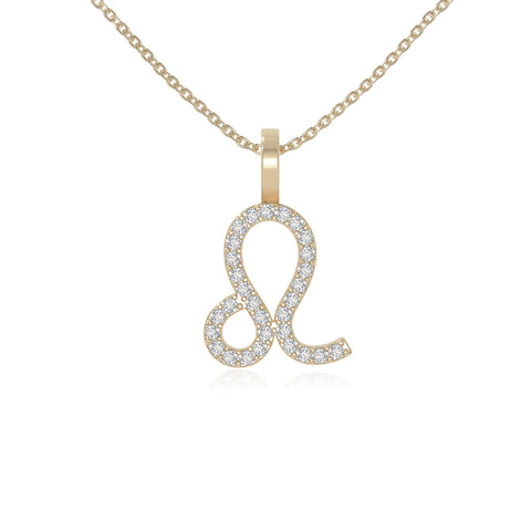 moissanite leo zodiac sign necklaces in yellow gold vermeil 