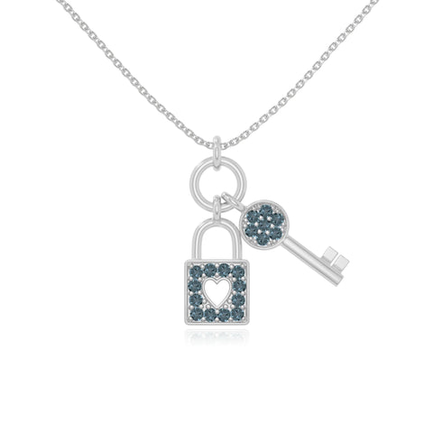 natural london-blue-topaz lock & key necklaces in sterling silver 