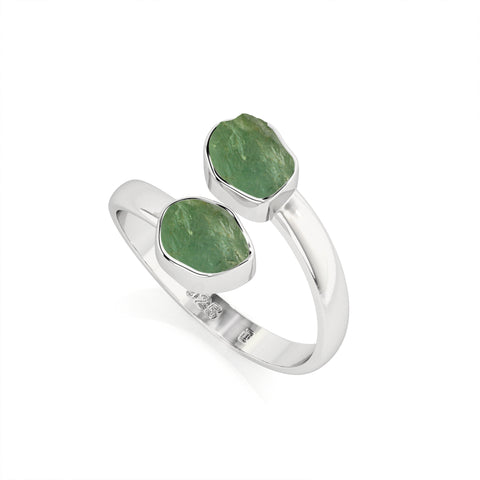 green-tourmaline rough shape stackable bezel-set ring