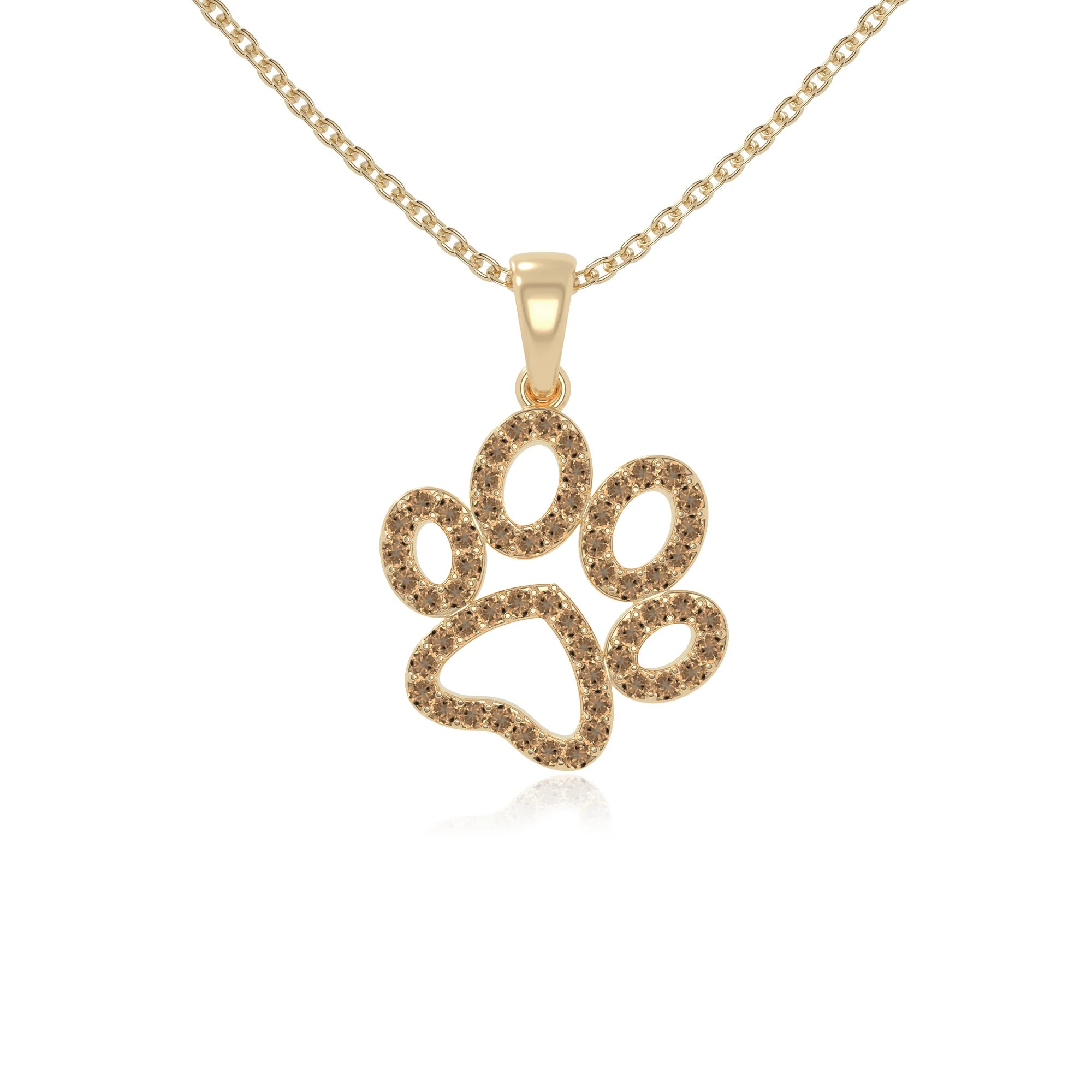 natural citrine dog paw knot necklaces in yellow gold vermeil 