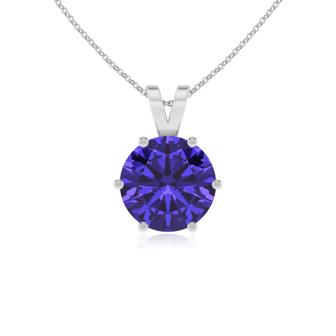 natural tanzanite round shape solitaire v-bale pendant necklace