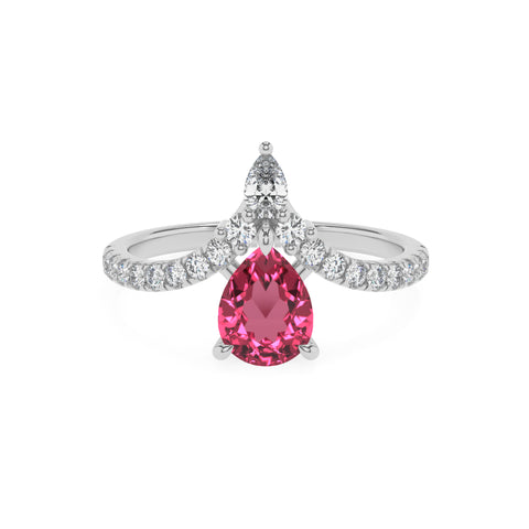 lab-grown pink-tourmaline pear solitaire engagement ring