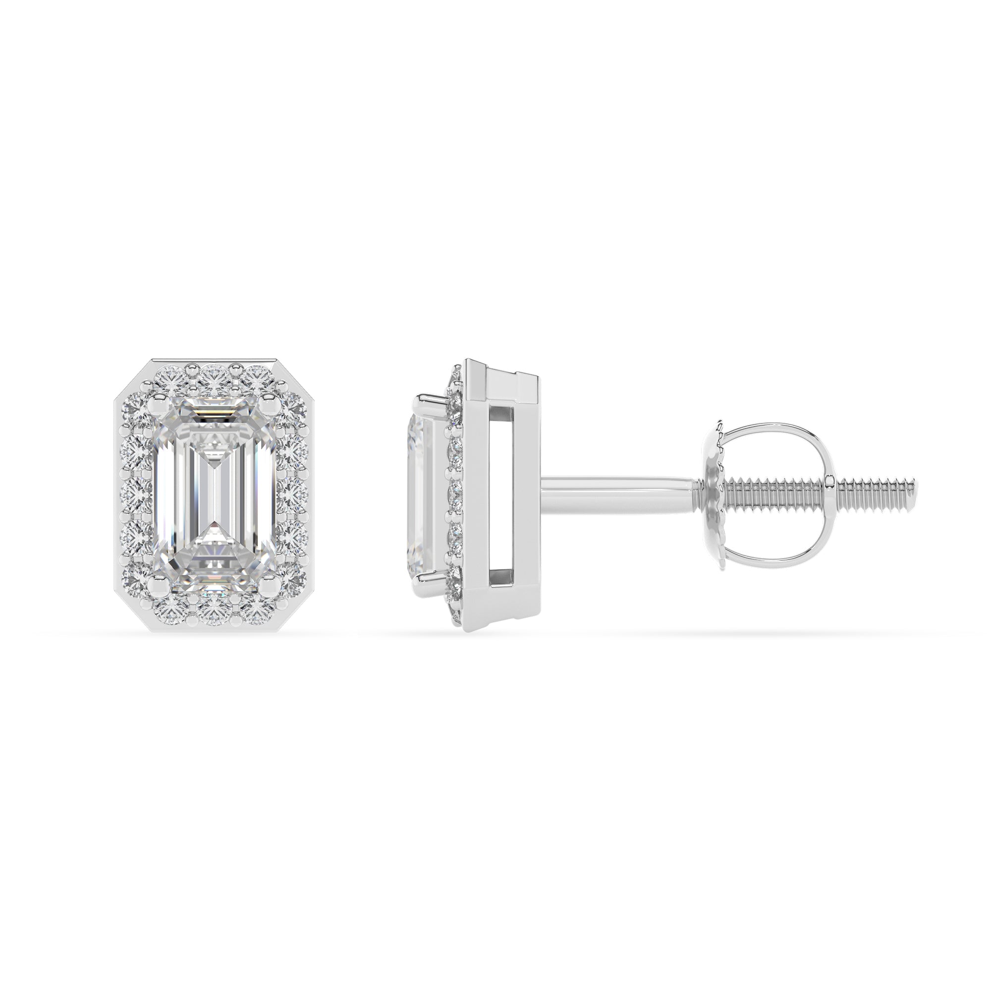 lab grown moissanite emerald cut stud earrings with moissanite 