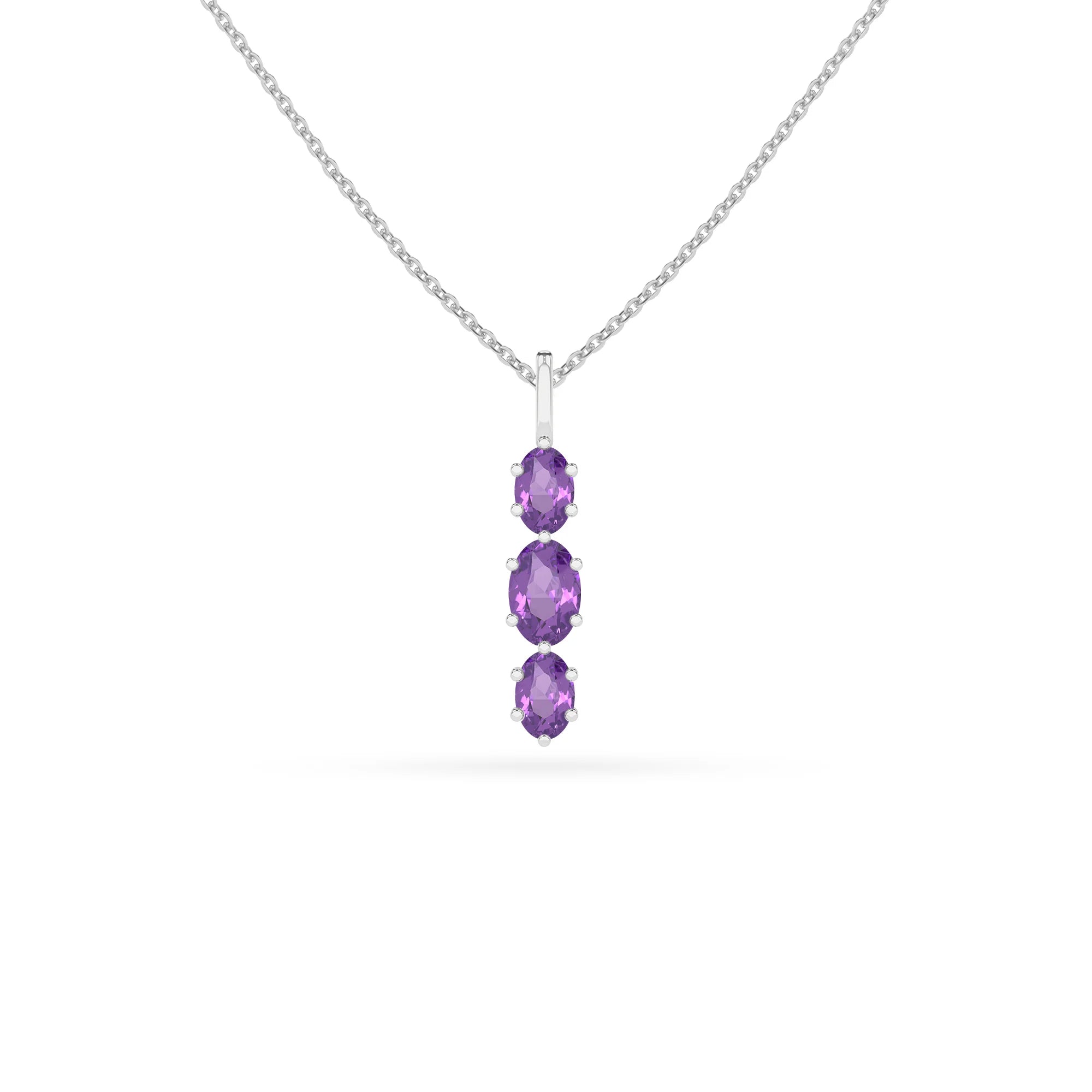 natural amethyst oval shape pendant necklace